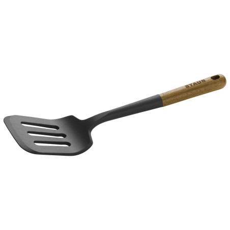 Staub lāpstiņa ar spraugām, akācija / melns silikons, 31cm