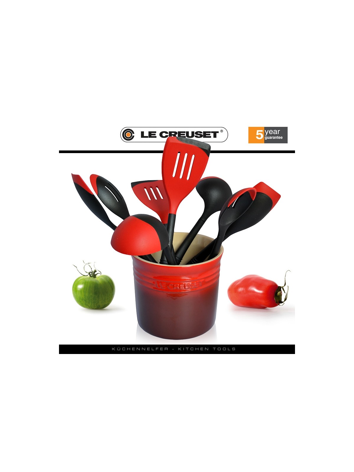 Le Creuset lāpstiņa "Flex" makaroniem, melna/sarkana