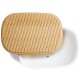 Emile Henry хлебница с деревянной крышкой 35,5х24,5 см/6,5 л, белая матовая