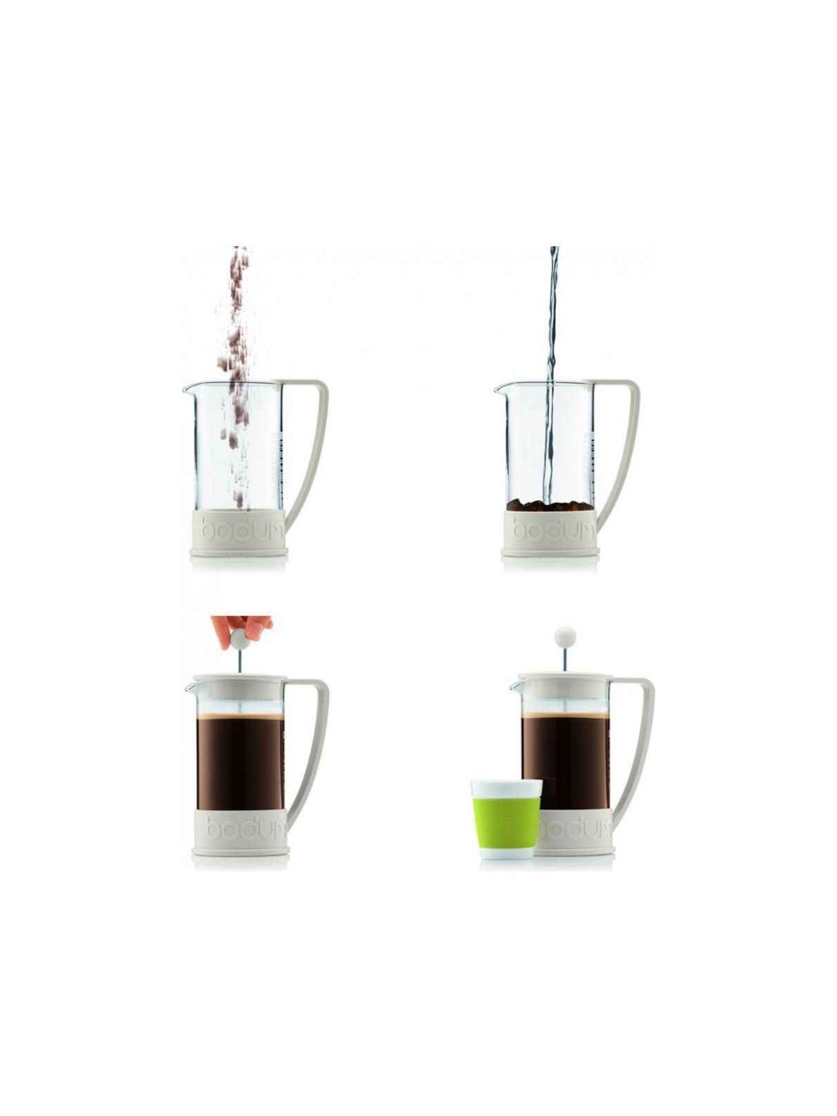 Bodum Brazil kafijas spiedkanna1,0l, balta