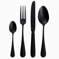 Sola Baguette Vintage Cutlery Set 24 Pieces, PVD Stone Wash, Black