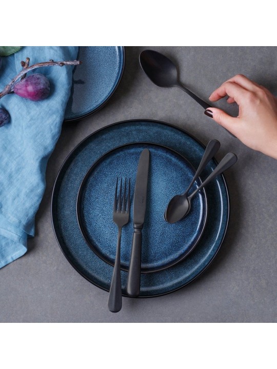 Sola Baguette Vintage Cutlery Set 24 Pieces, PVD Stone Wash, Black