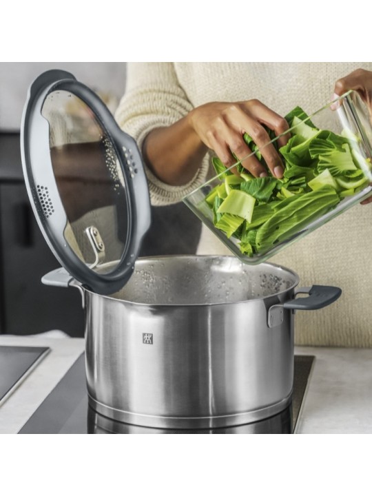 Zwilling комплект кастрюль Simplify 5 шт, стеклянная крышка с ситом (серый силикон)