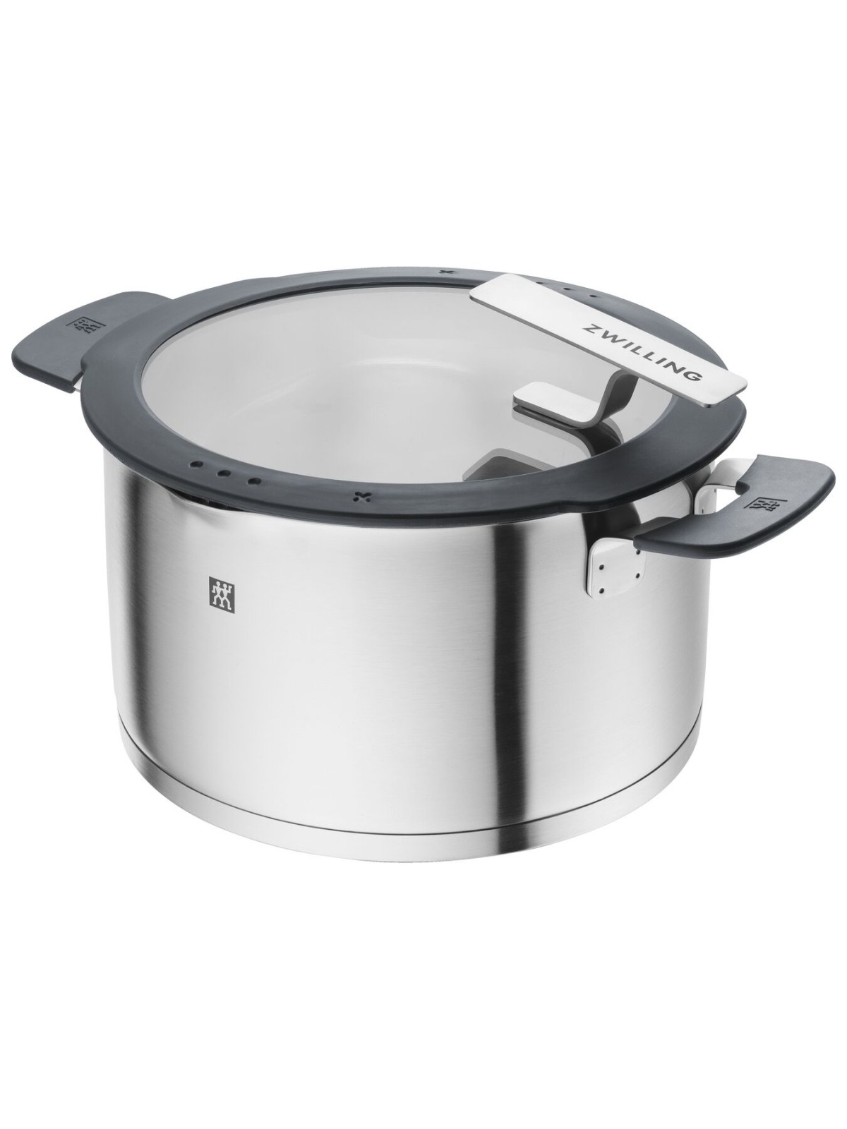 Zwilling комплект кастрюль Simplify 5 шт, стеклянная крышка с ситом (серый силикон)