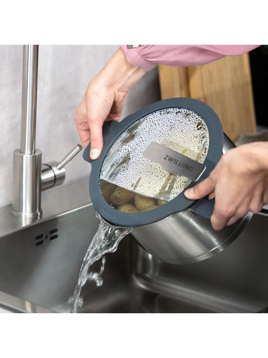 Zwilling комплект кастрюль Simplify 5 шт, стеклянная крышка с ситом (серый силикон)