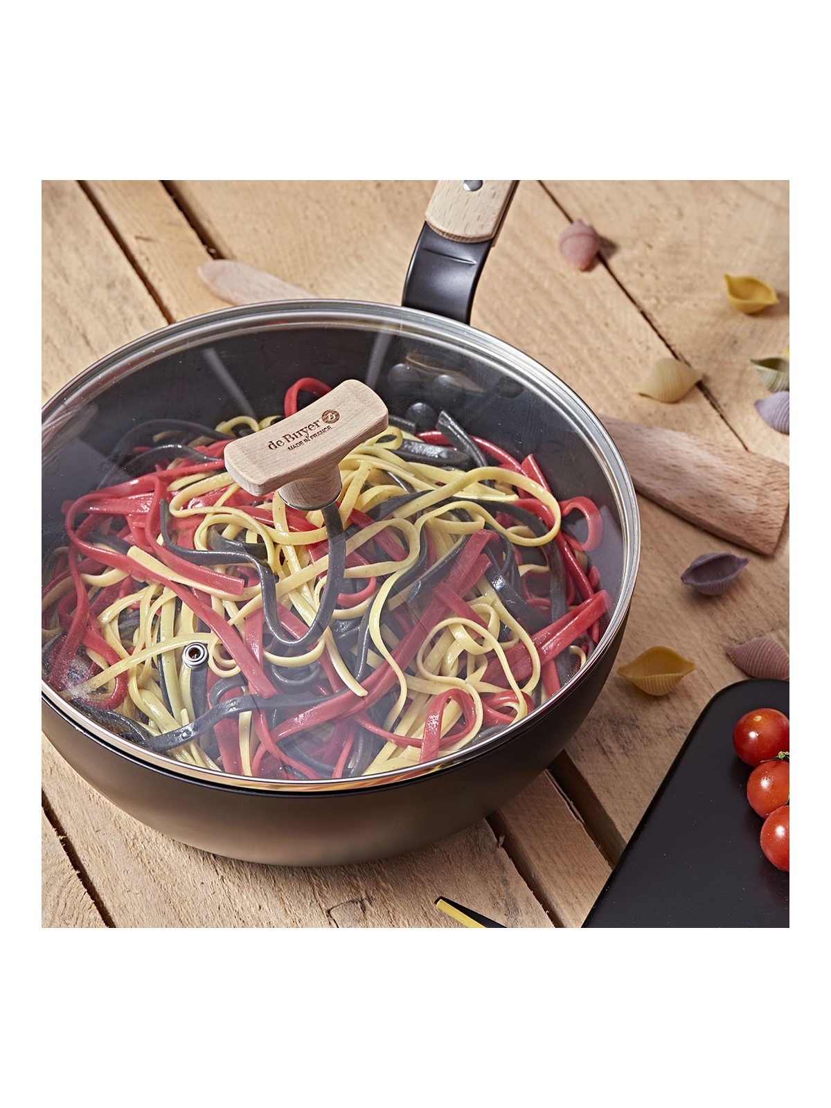 De Buyer крышка B Bois, стекло/деревянная ручка