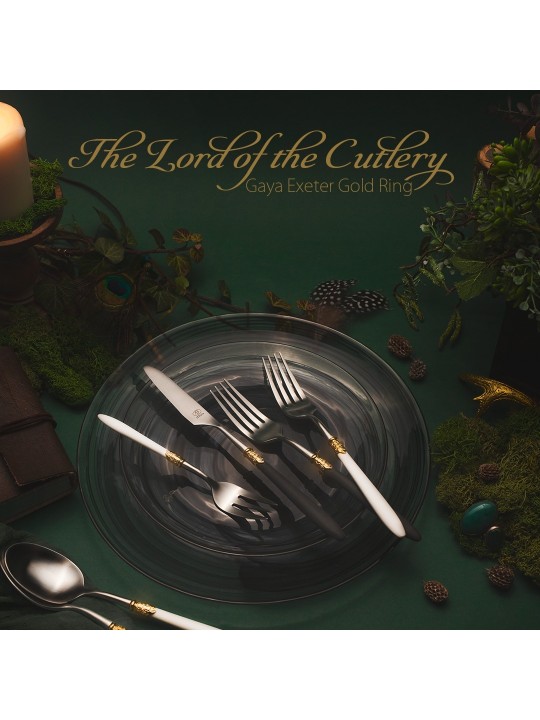 Sola Gaya столоые приборы Exeter 36-частей, золотистый обод