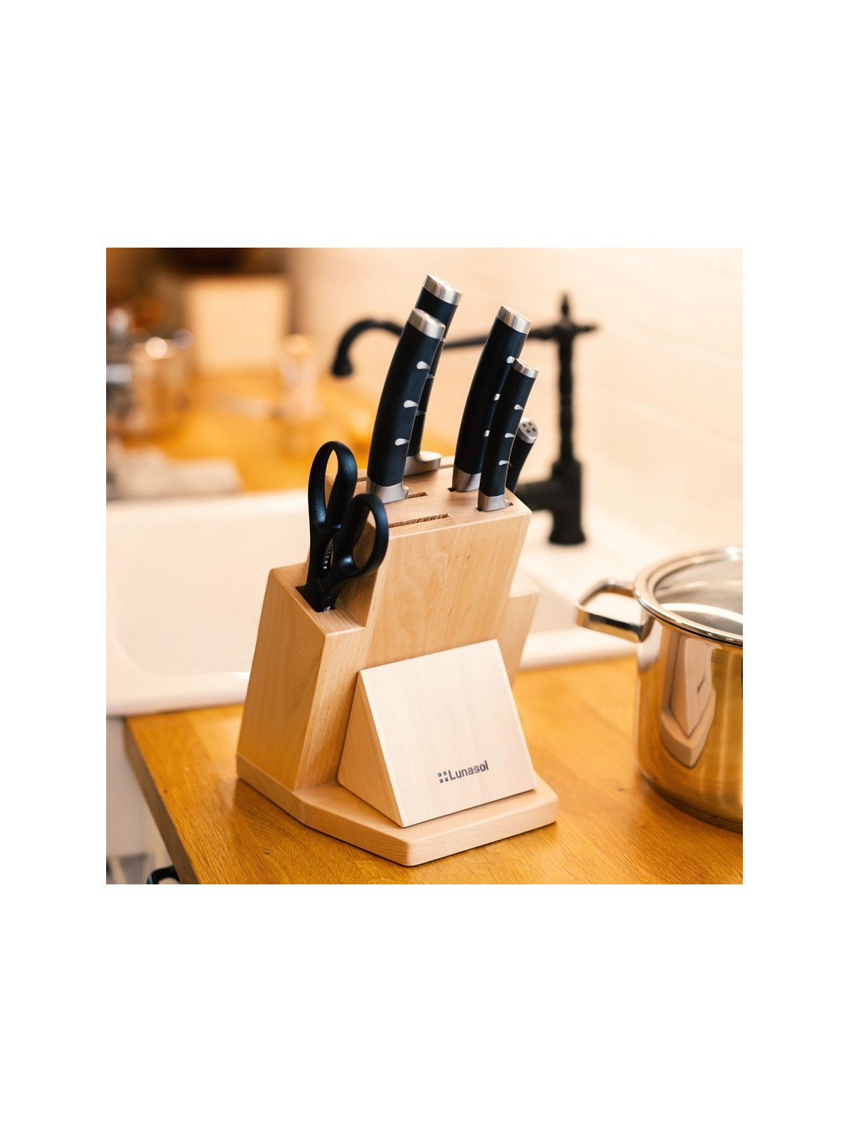 Sola stovas peiliams su galąstuvu Flow Kitchen 