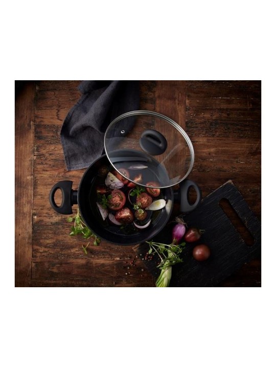 Funktion Pot with glass lid, Black