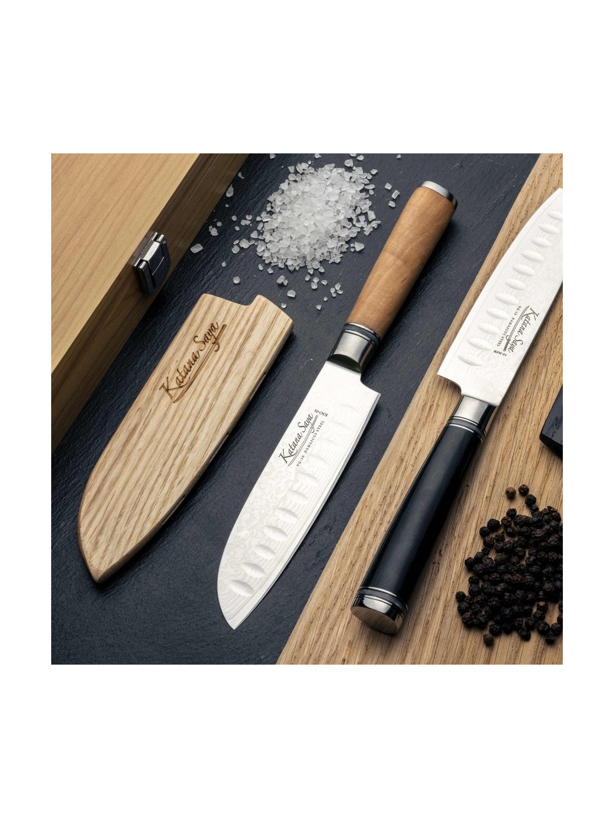 Grunwerg  Santoku peilis Katana Saya, rankena iš alyvmedžio medienos