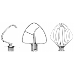 KitchenAid Stainless steel set (whisk, dough hook, flat beater), stainless steel