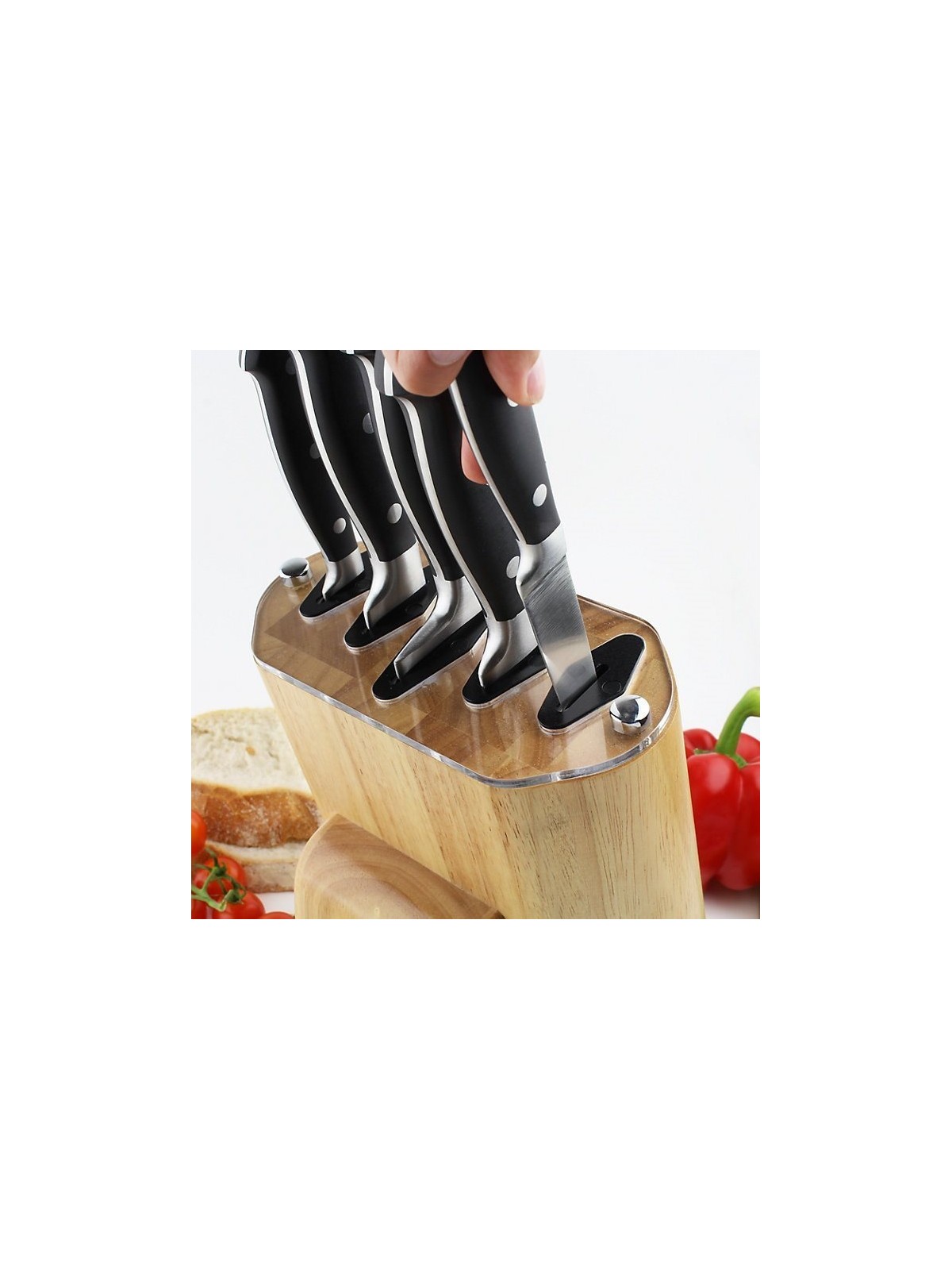 Grunwerg подставка для 5ти ножей , акация / черный акрил