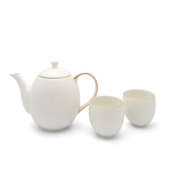 Bredemeijer Tea set Canterbury 1.2L with 2 mugs, portcelain,  white