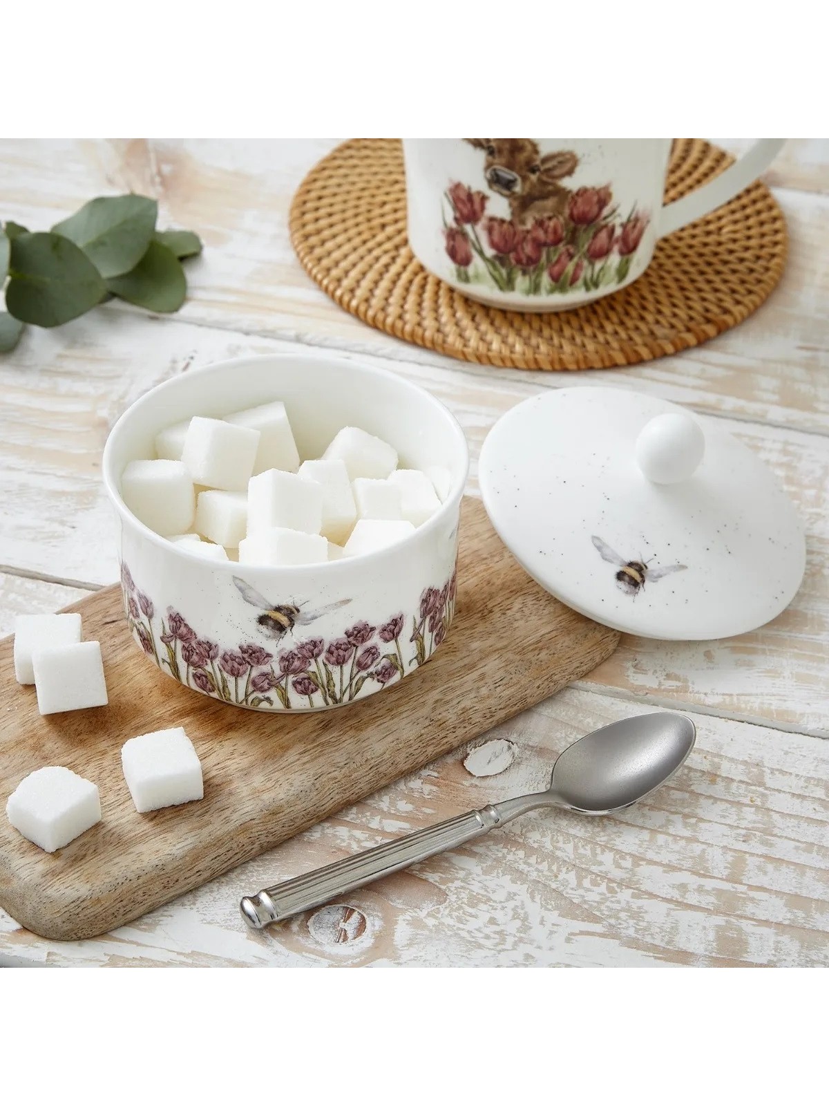 Royal Worcester Wrendale Designs cukurtrauks ar vāku Bumble Bee