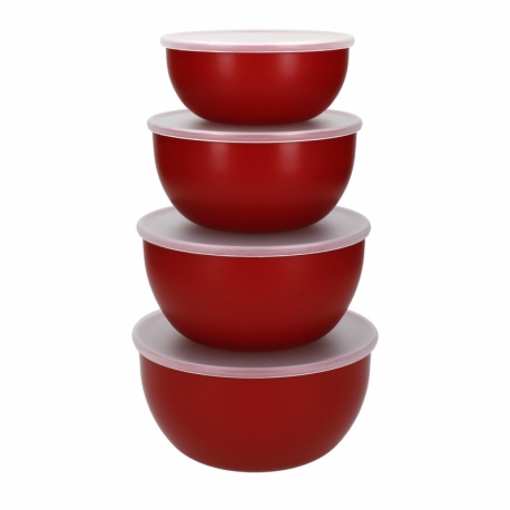 KitchenAid kausid kaanega, plastik, 4 tk komplektis, Empire Red