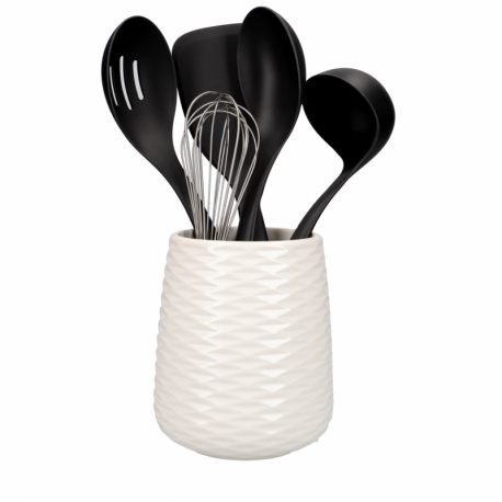 KitchenAid 6-Piece Utensil Set and Ceramic Holder, Onyx Black