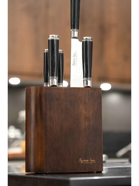 Grunwerg  Katana Saya Saya Pakkawood 6 Pce Knife Block Set