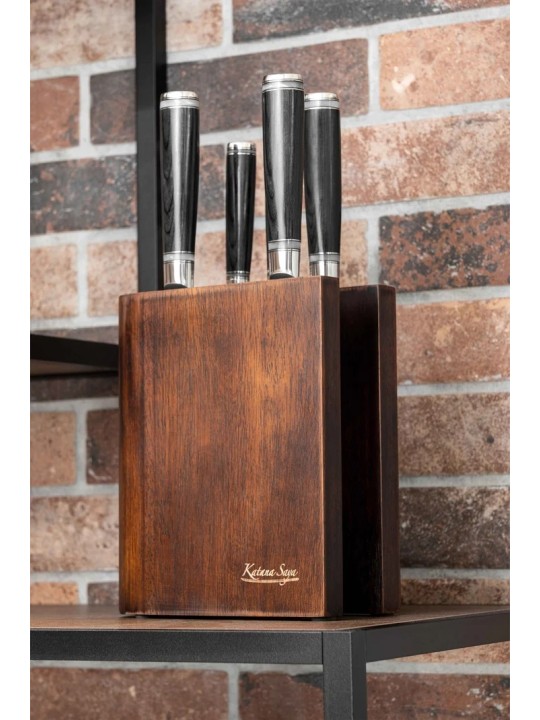 Grunwerg  Katana Saya Saya Pakkawood 6 Pce Knife Block Set