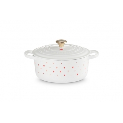 Le Creuset  Apvali ketaus troškintuvė „Hearts“ su auksine rankenėle, 22 cm / 3,3 l