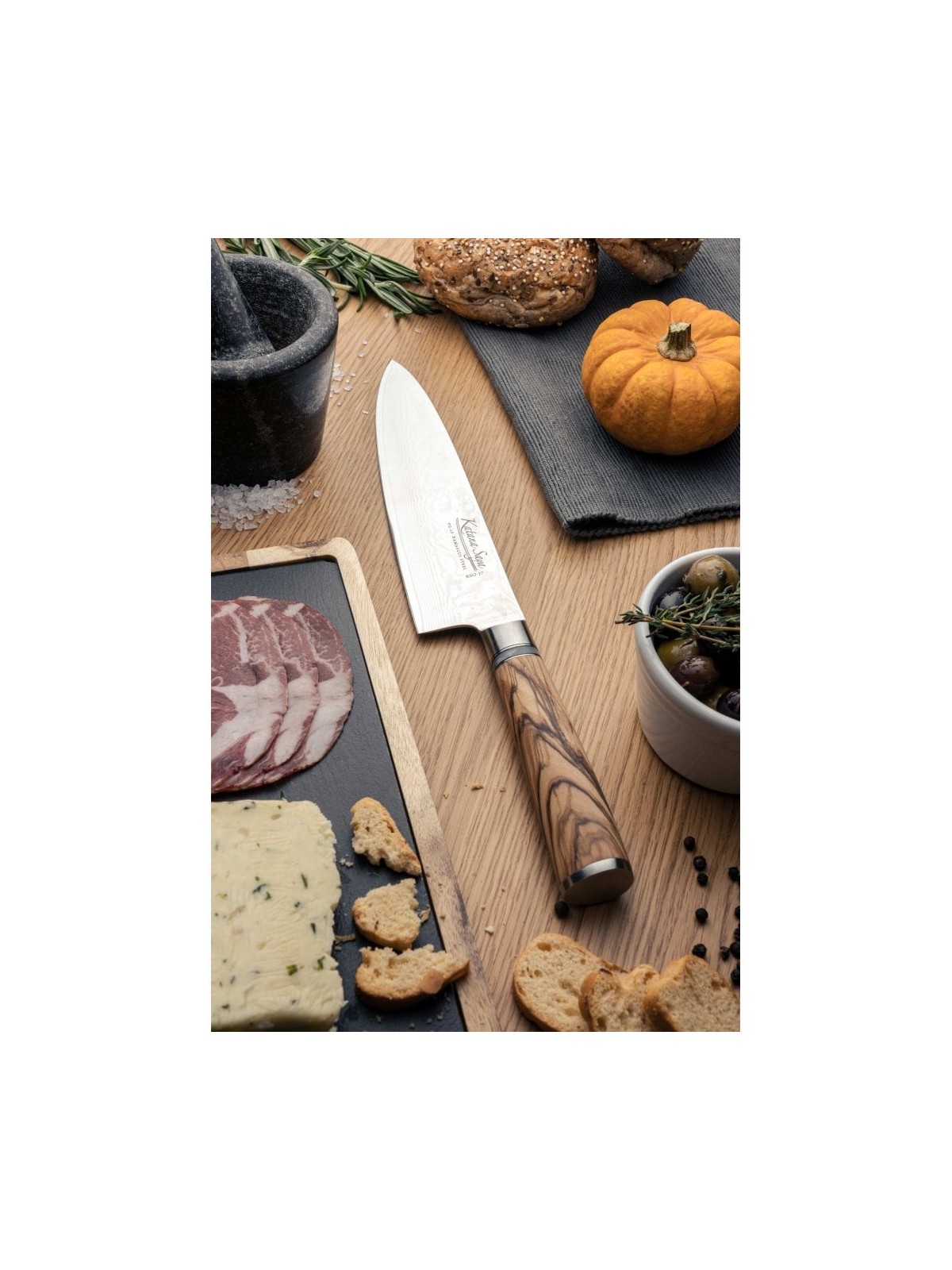Grunwerg Katana Saya Olivewood Chefs Knife