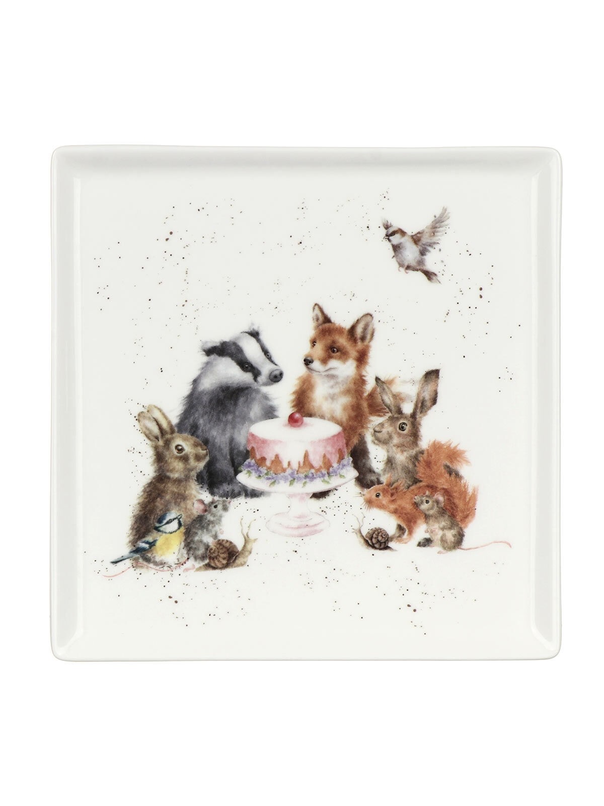 Royal Worcester Wrendale Designs Small Square Plate, Woodland Party