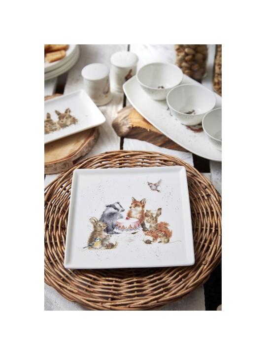 Royal Worcester Wrendale Designs Small Square Plate, Woodland Party