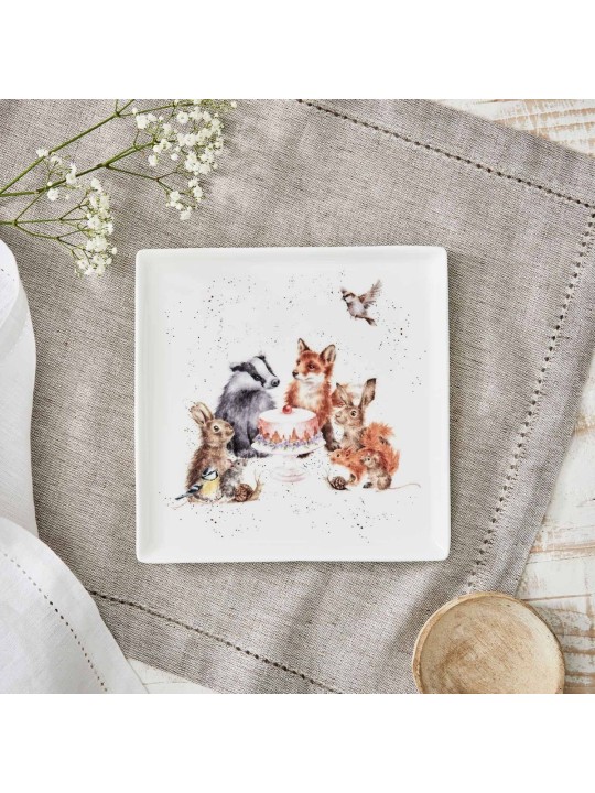 Royal Worcester Wrendale Designs Small Square Plate, Woodland Party