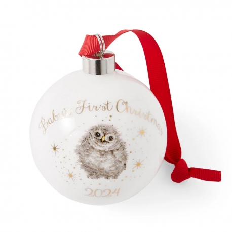 Royal Worcester Wrendale Designs Baby's 1-st Christmas Bauble