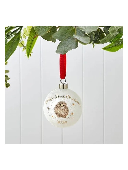 Royal Worcester Wrendale Designs Baby's 1-st Christmas Bauble