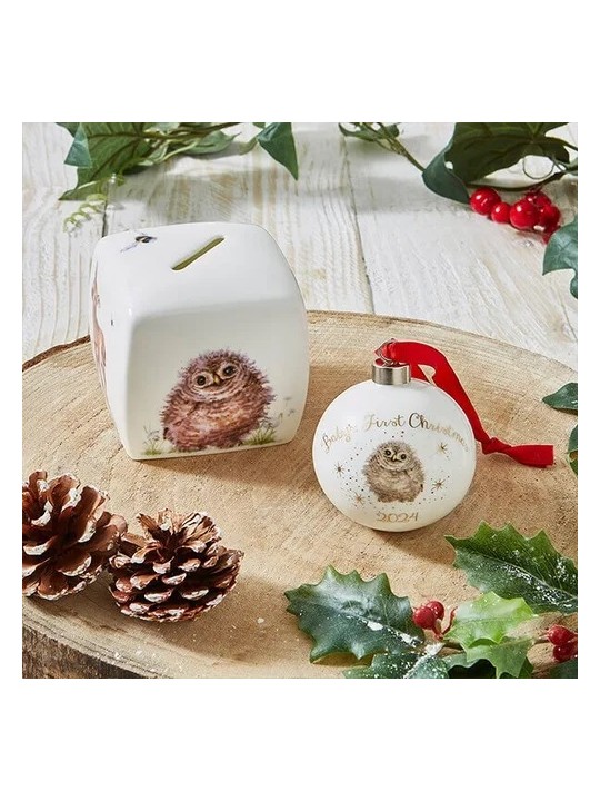 Royal Worcester Wrendale Designs Baby's 1-st Christmas Bauble