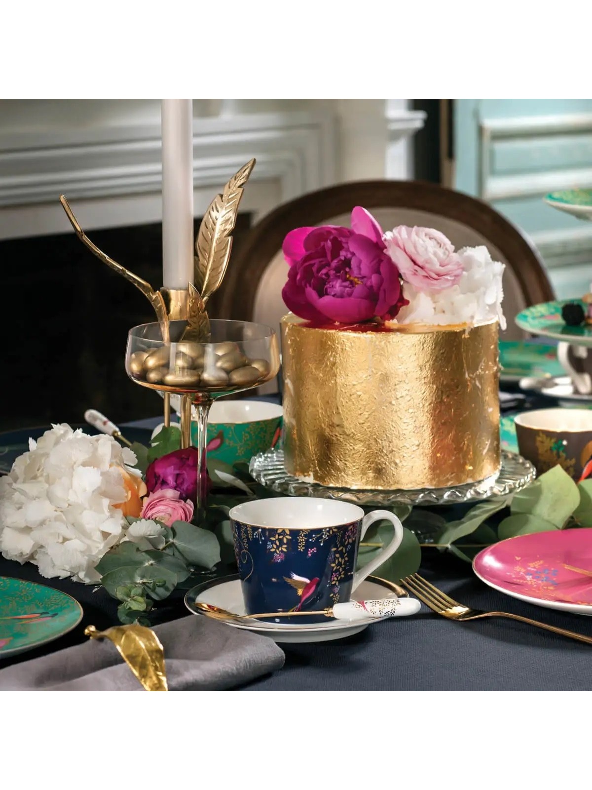 Portmeirion Sara Miller London Chelsea tass+alustass, tumesinine