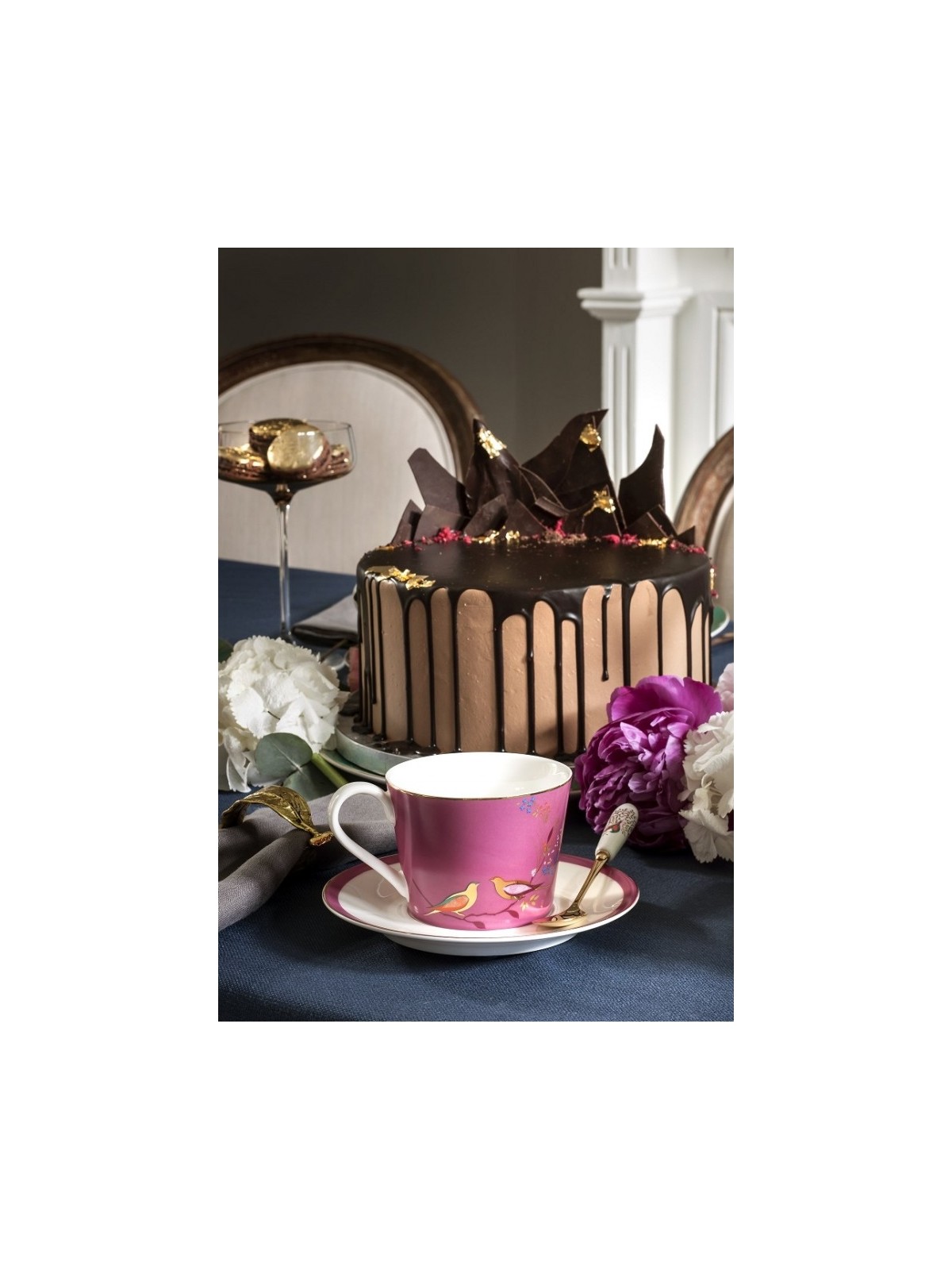 Portmeirion Sara Miller Chelsea Teacup & Saucer, Pink