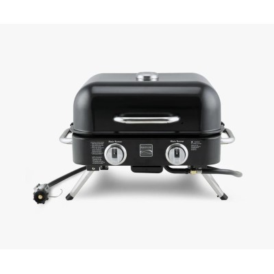 Kenmore 2 degļu pārnēsājams galda virsmas retro gāzes grils, melns