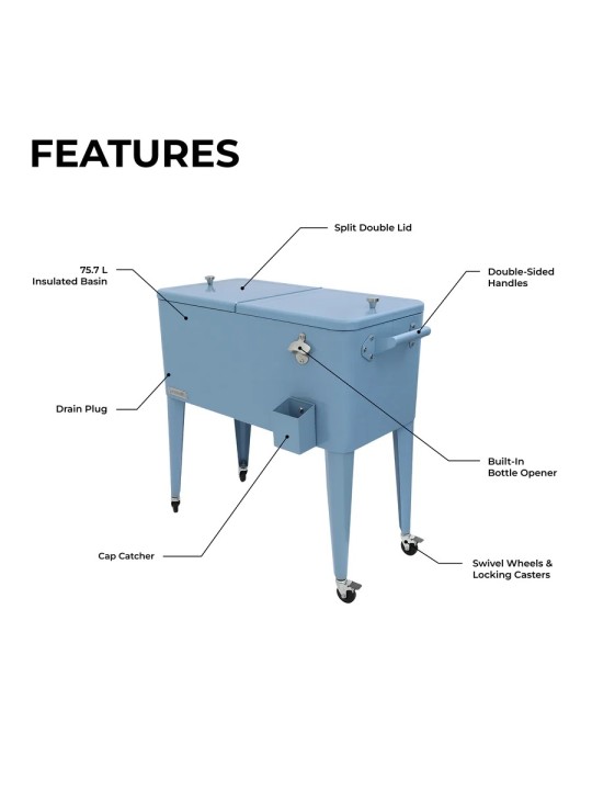 PermaSteel ratastel külmakast jalgadegl, 75 l, must