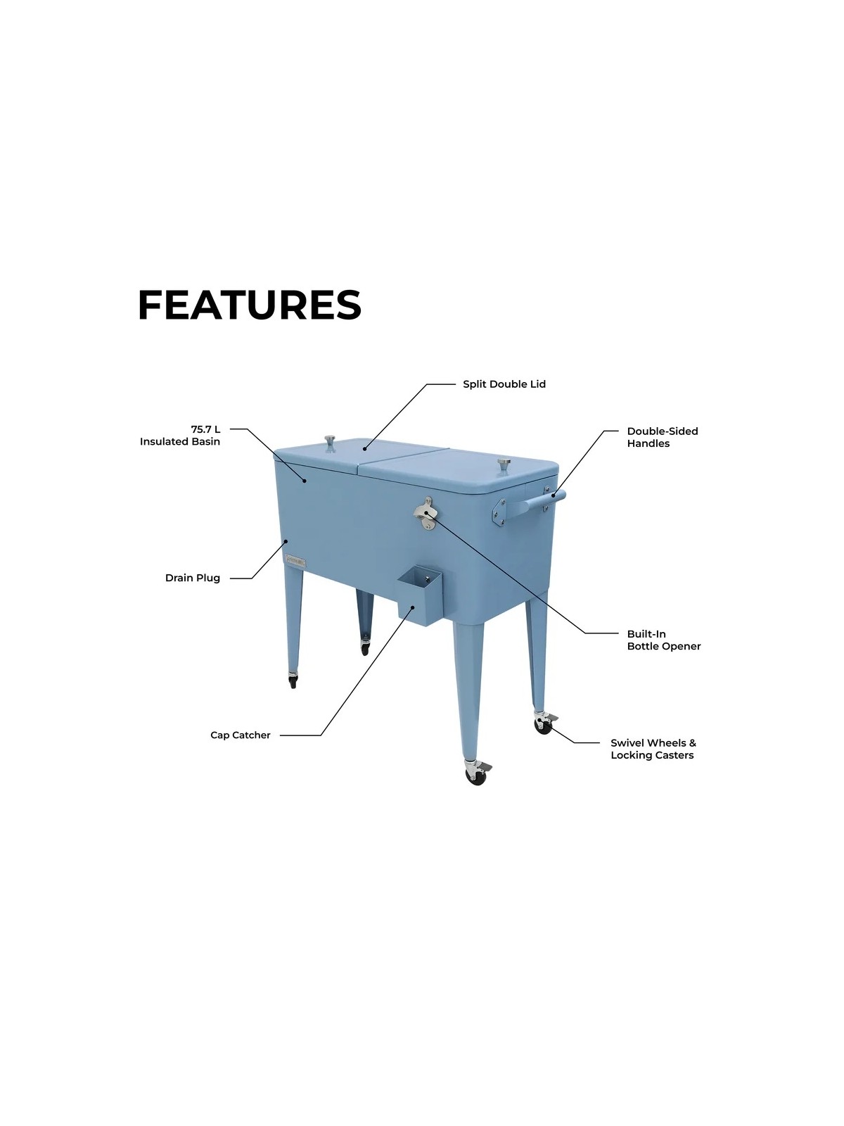 PermaSteel 75 litrų šaldytuvas – juodas
