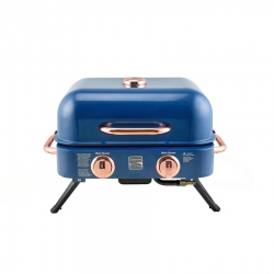 Kenmore 2 degiklių – mėlynos spalvos nešiojamas stalinis retro dujinis grilis