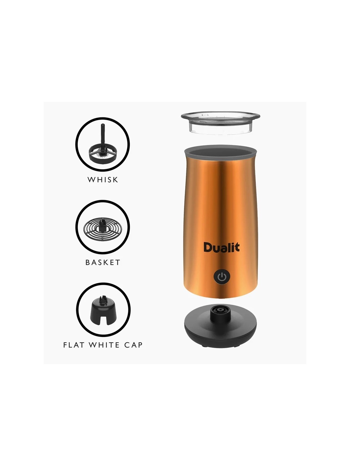 Dualit rankinis pieno putų plakiklis ir karšto šokolado gaminimo aparatas, Copper