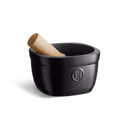 Emile Henry Mortar and Pestle – Ceramic and Wood