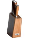 Grunwerg Knife Block Set RF Ashwood – 6-Piece Stainless Steel
