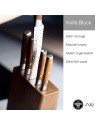 Grunwerg Knife Block Set RF Ashwood – 6-Piece Stainless Steel