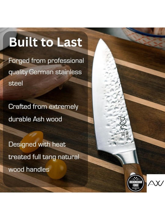 Grunwerg Knife Block Set RF Ashwood – 6-Piece Stainless Steel