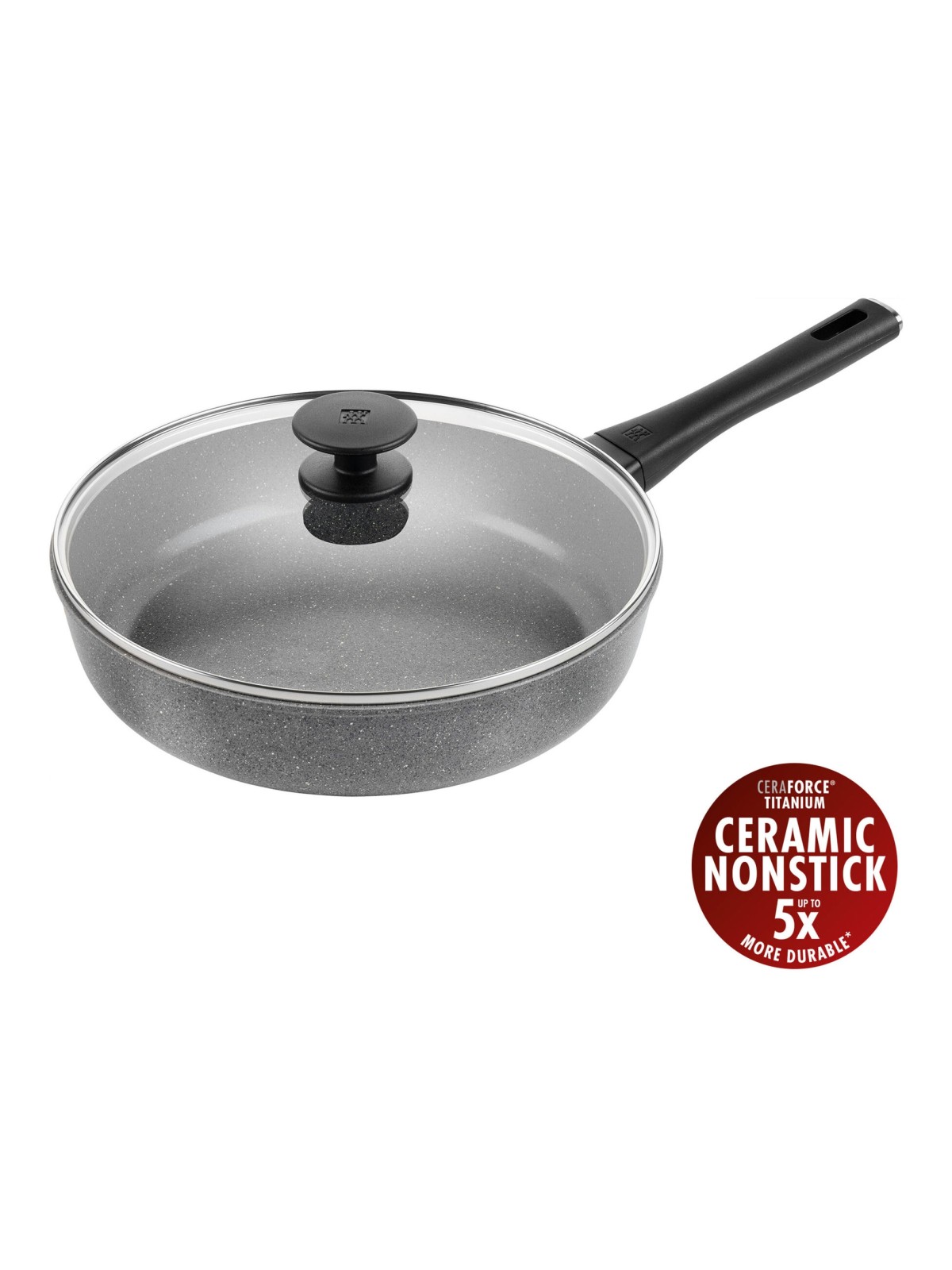 ZWILLING Terreno Plus Tractor Pan with Glass Lid – 28 cm Aluminum Ceramic Non-Stick