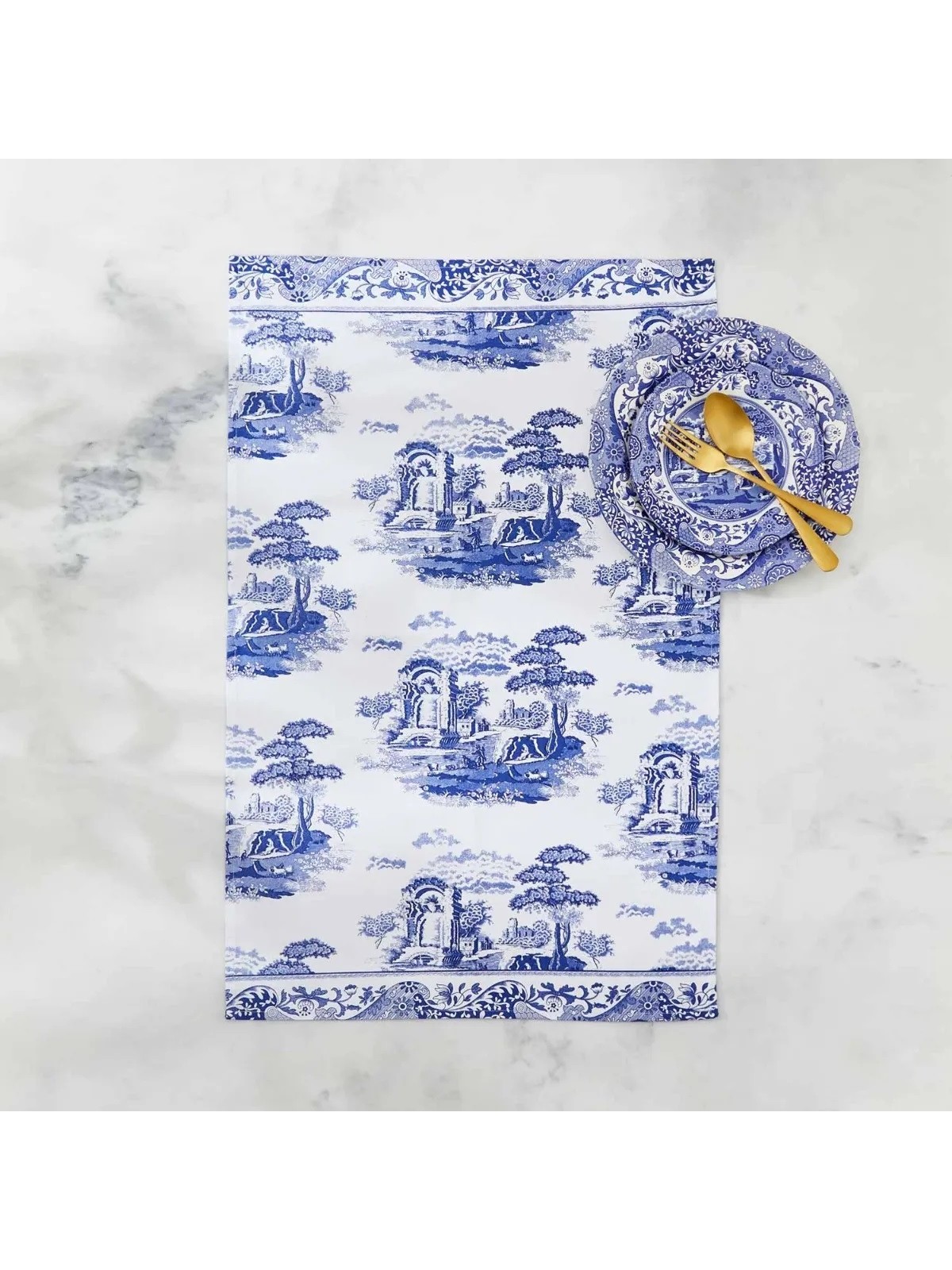 Spode Pimpernel Tea Towel Blue Italian – Cotton
