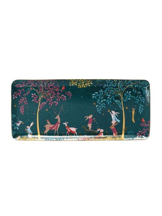 PPortmeirion Fine China Sandwich Tray – Sara Miller Woodland Tales Deer & Robin