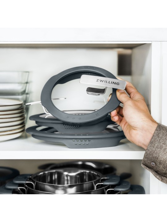 Zwilling комплект кастрюль Simplify 5 шт, стеклянная крышка с ситом (серый силикон)