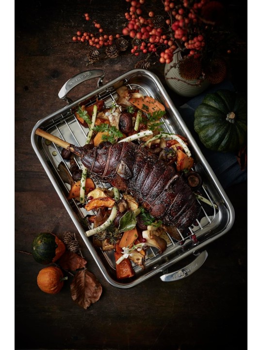 Scanpan cepšanas trauks ar režģi 43,5x28,5 cm, nerūsējošais tērauds