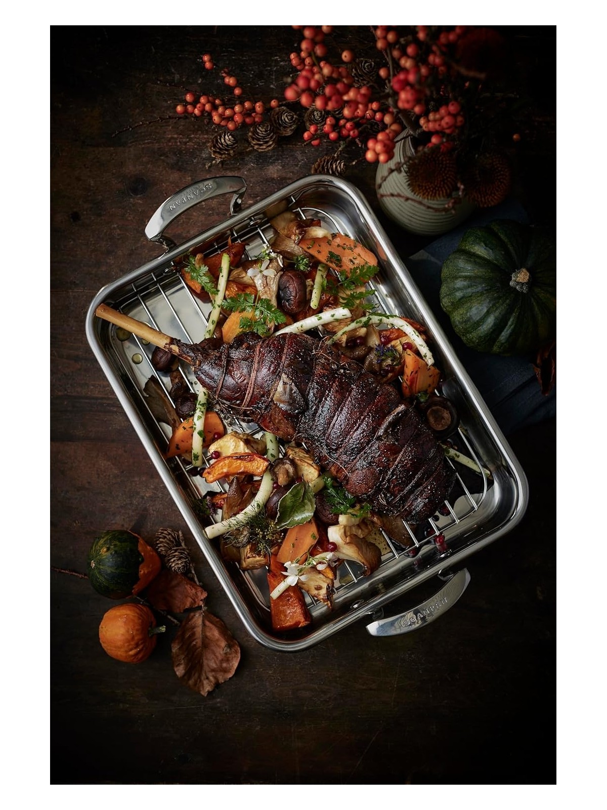 Scanpan cepšanas trauks ar režģi 43,5x28,5 cm, nerūsējošais tērauds