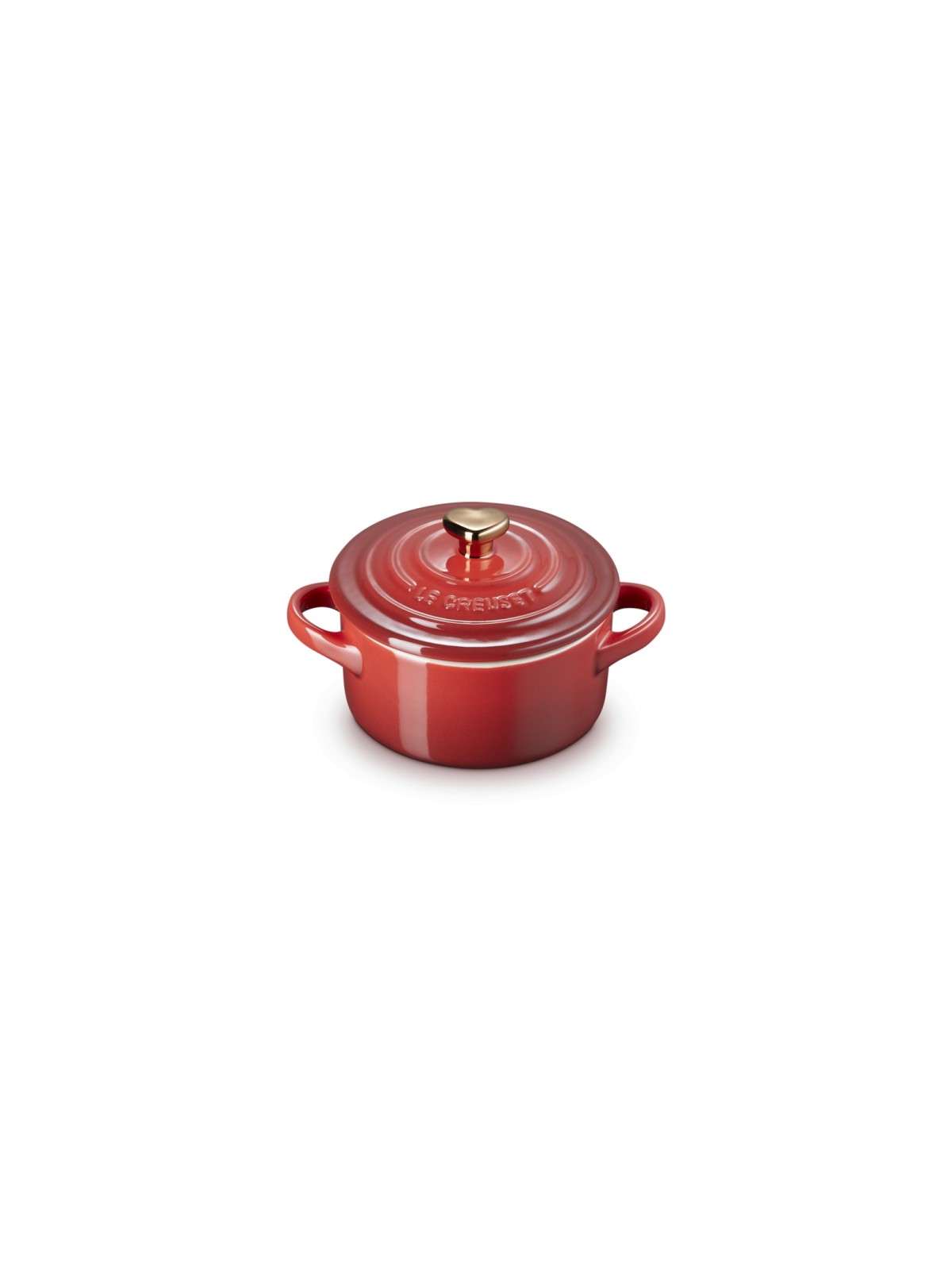 Le Creuset katliņš Mini keramikas 10 cm - 0,25 l, zelta krāsas rokturis