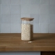 Pebbly Square Glass Storage Jar – Borosilicate Glass Container with Bamboo Airtight Lid