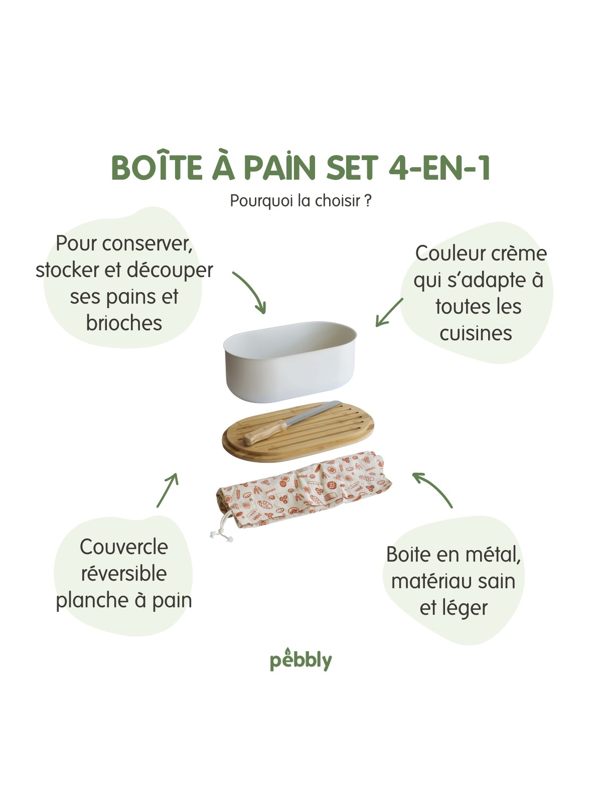 Pebbly Bread bin – 4 in 1 set